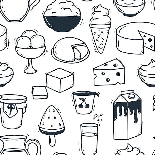 Pattern doodle dairy products background