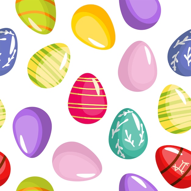 Pattern Easter eggs set, Easter holiday, colored eggs. Vector