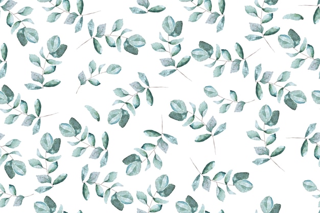 Vector pattern of eucalyptus leaves with watercolor.for 
fabric and wallpaper.botanical background