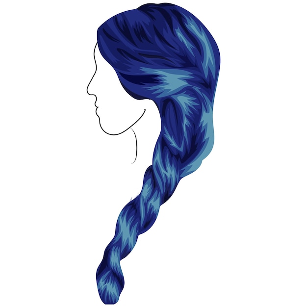 pattern female hair braided blue color vector illustration