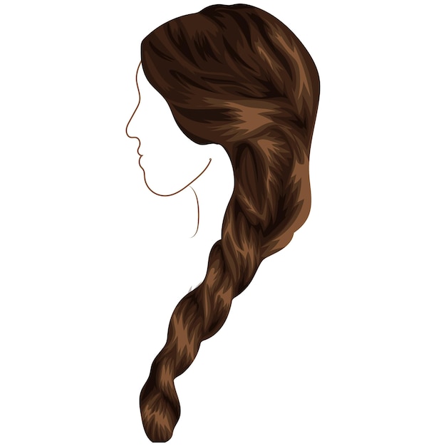 pattern female hair braided brown color vector illustration