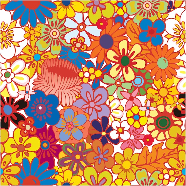 pattern flower colorful mix seamless repeat vector illustration