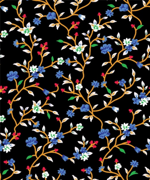 A pattern of flowers on a black background seamless pattern