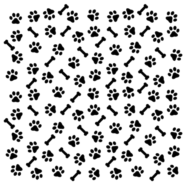 Pattern Footprints of a dog or cat. Isolated silhouette vector.