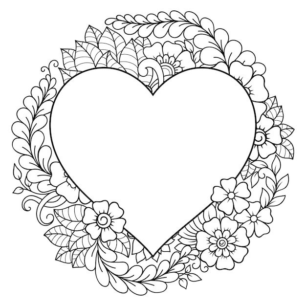 Pattern in form of heart   - frame. Decorative ornament in ethnic oriental style, Indian style.