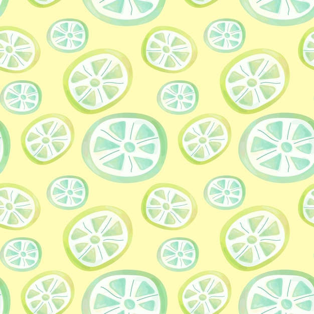 A pattern of fresh slices of lemons and limes