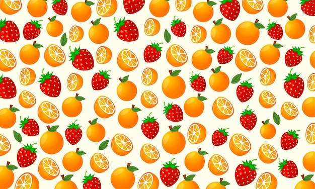 Pattern fruit orange and strawberry background Fruit pattern design