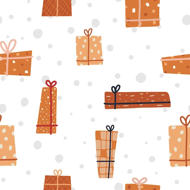 Pattern of gift boxes in bohemian style. vector illustration for printing on paper and fabric