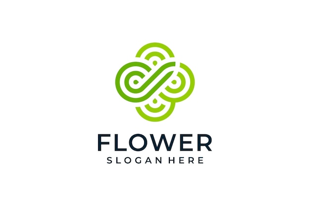 Pattern green flower ornament logo design concept