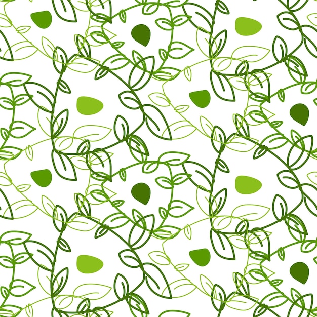 pattern of green leaves of abstract braided shapes Background for printing on eco theme Fresh