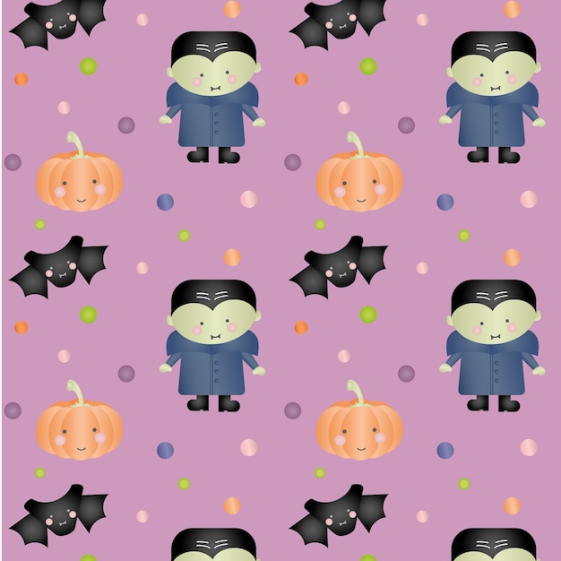 Vector pattern halloween little vampire