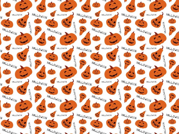 Pattern of Halloween pumpkins with text Vector illustration of seamless pattern for Halloween