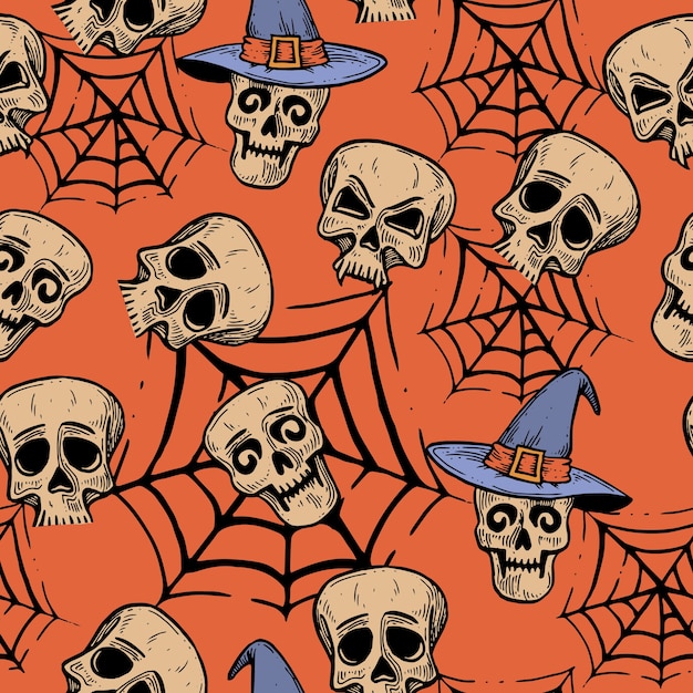 Pattern for Halloween with skulls.