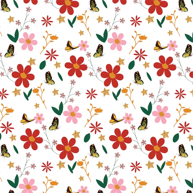 The pattern is colorful flowers on the white background.