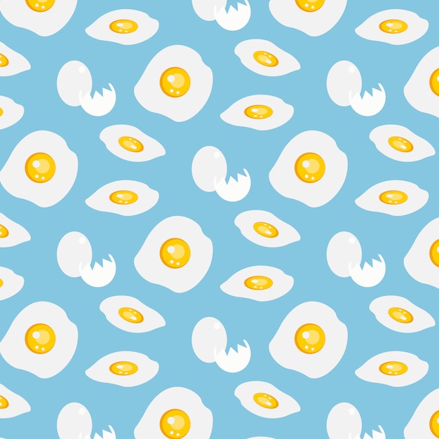 The pattern is eggs are on a blue background.