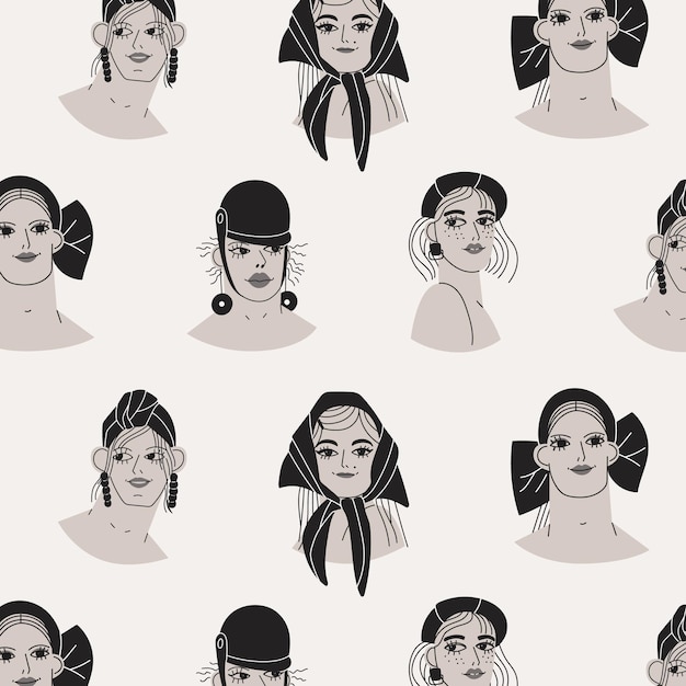 Pattern lady in hat vector