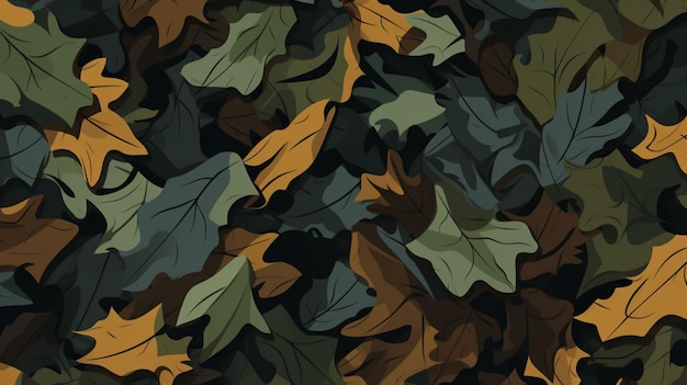 a pattern of leaves and leaves with a background of brown and green leaves