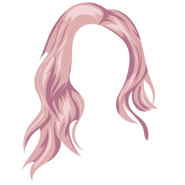 pattern of long female hair in pink color vector illustration