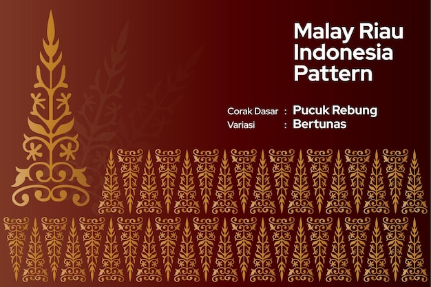 Pattern Malay Riau Batik Songket Tenun, Weaving Corak Motif Pucuk Rebung Bertunas Melayu patterns