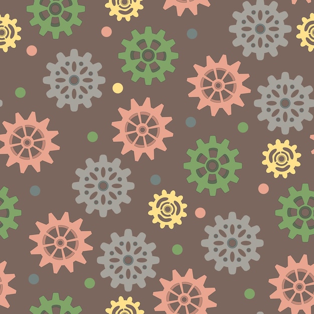 Pattern Multicolored gears on a seamless background