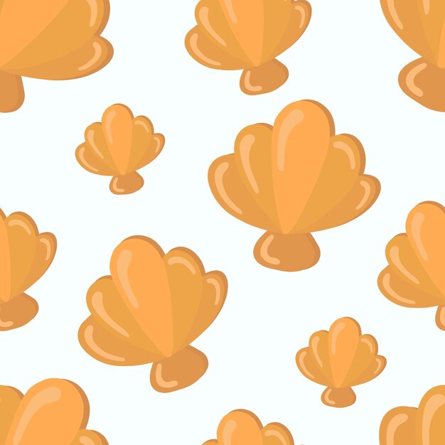 Pattern of orange shells Vector marine theme pattern