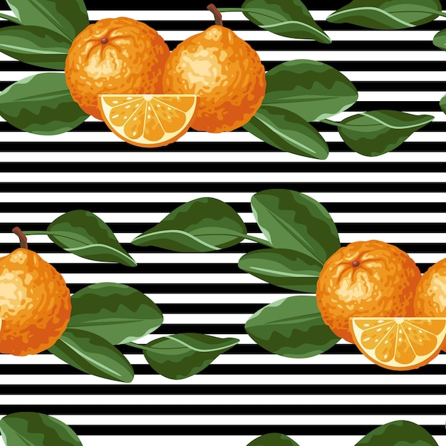 Pattern of oranges on the background of stripes