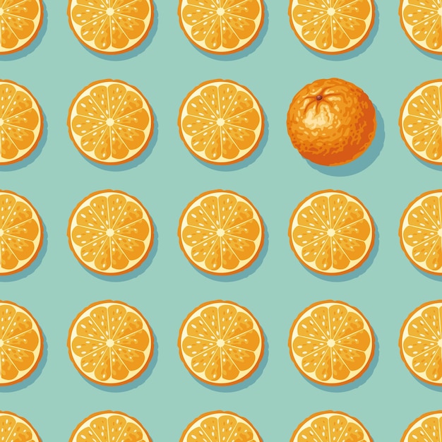 Pattern of oranges on a blue background