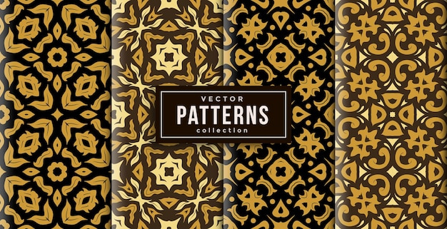 Pattern ornament style batik colors set of four. seamless background set