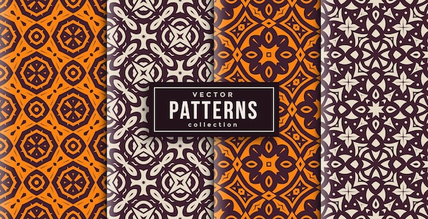 Pattern ornament style batik set of four. seamless background set