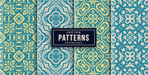 Pattern ornament style colors set of four. seamless background ready to print