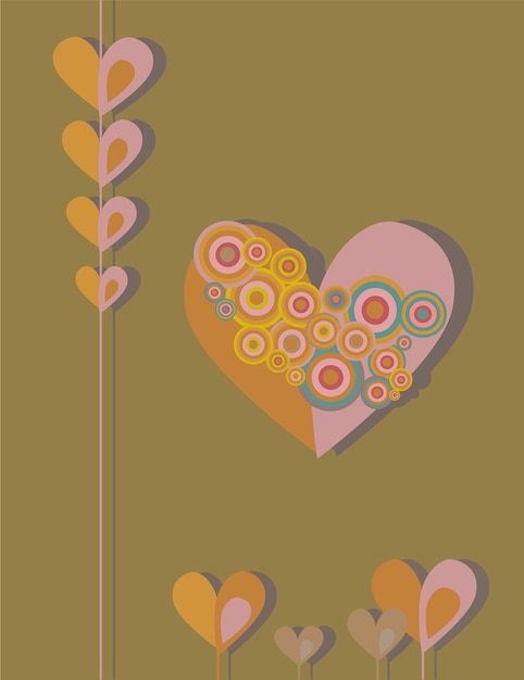 Pattern pink hearts with brown greeting card valentine's day mothers day complimentary tickets print