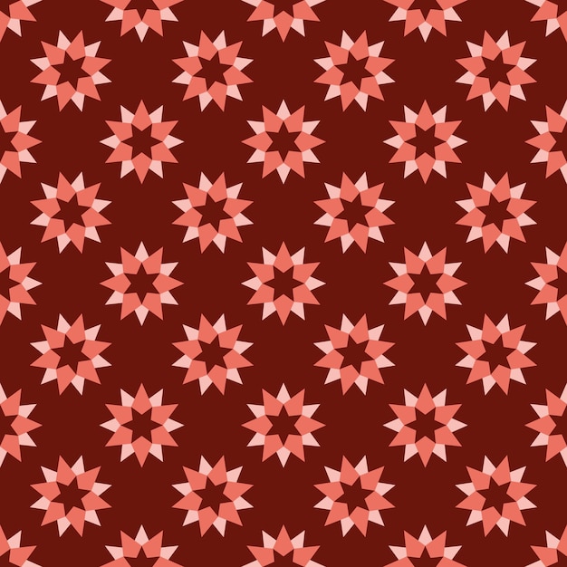 A pattern of pink and red flowers on a brown background.