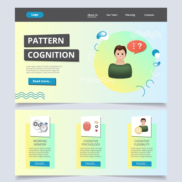 Pattern recognition flat landing page website template working memory cognitive psychology cognitive