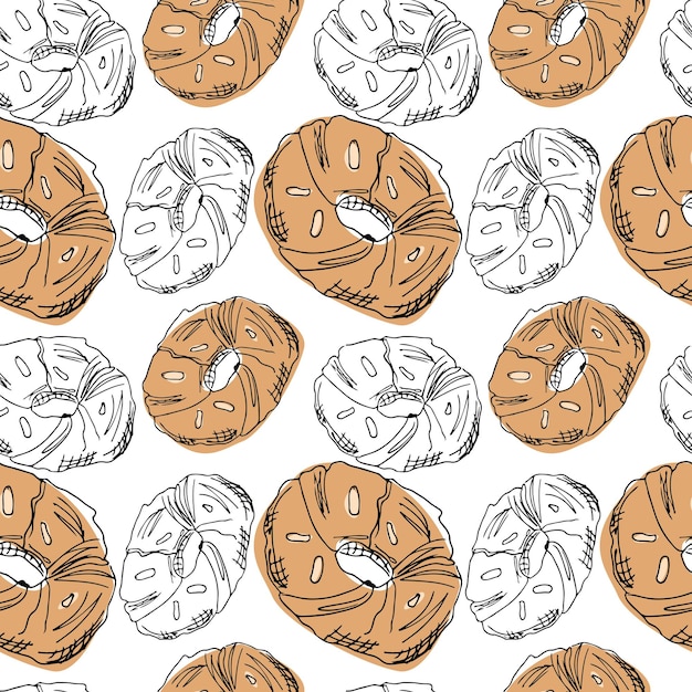 Pattern Ring with almonds vector illustration sketch hand drawn doodle illustration street food