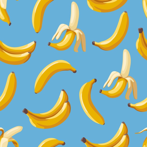 Pattern ripe bananas on a blue background