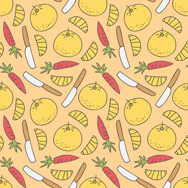 Pattern seamless kids with kitchen equipment doodle element KITCHEN TOOLS ELEMENTS DOODLE SEAMLESS PATTERN