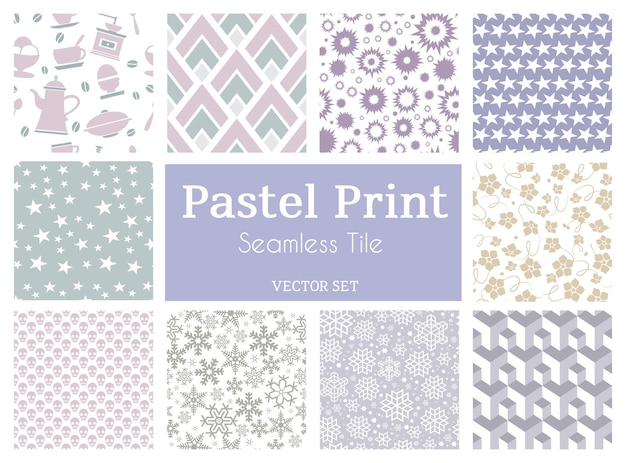 Pattern seamless tile pastel cut file vector seamless set