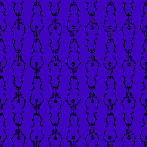 Pattern of skeletons on a purple background