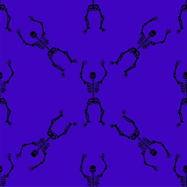 Pattern of skeletons on a purple background