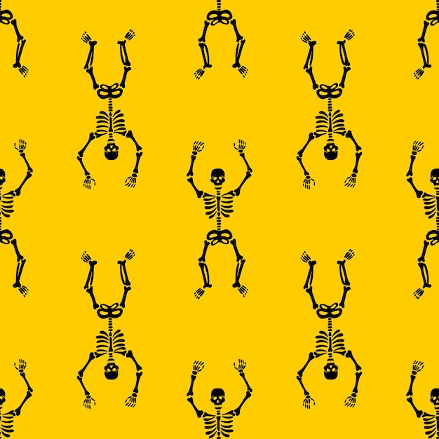 Pattern of skeletons on a yellow background