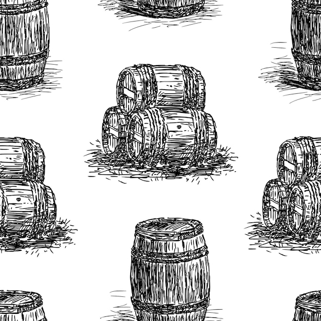 Pattern of the sketches of wine barrels