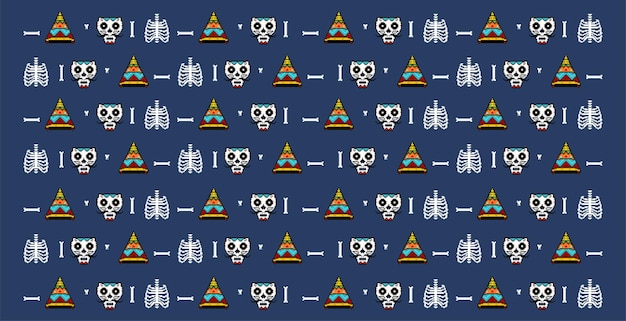 Pattern skull mexico style in dark background