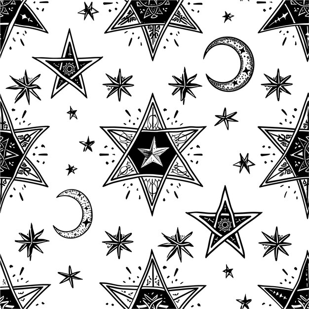 Vector a pattern of stars and a crescent