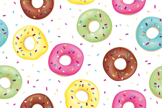 Pattern of sweet colorful donuts