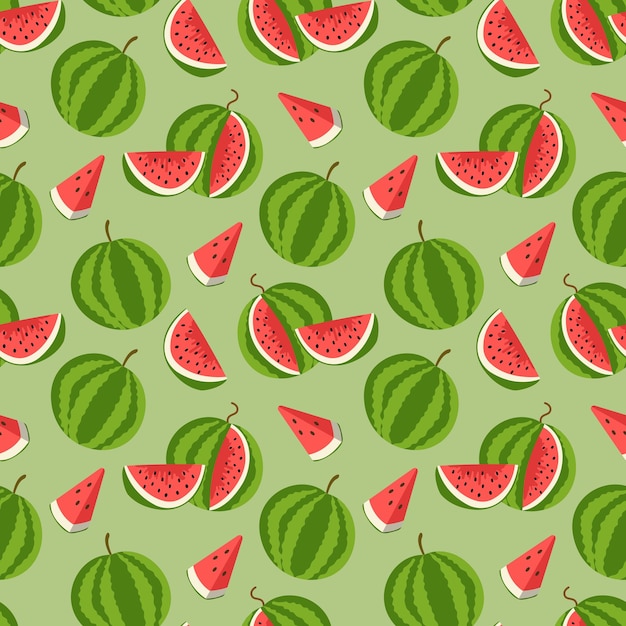 Pattern of sweet juicy pieces watermelon watermelon slices with seed Vector background Seamless pattern texture design