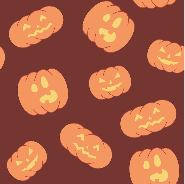 A pattern on the theme of Halloween Pumpkins Orange color cartoon vector illustration