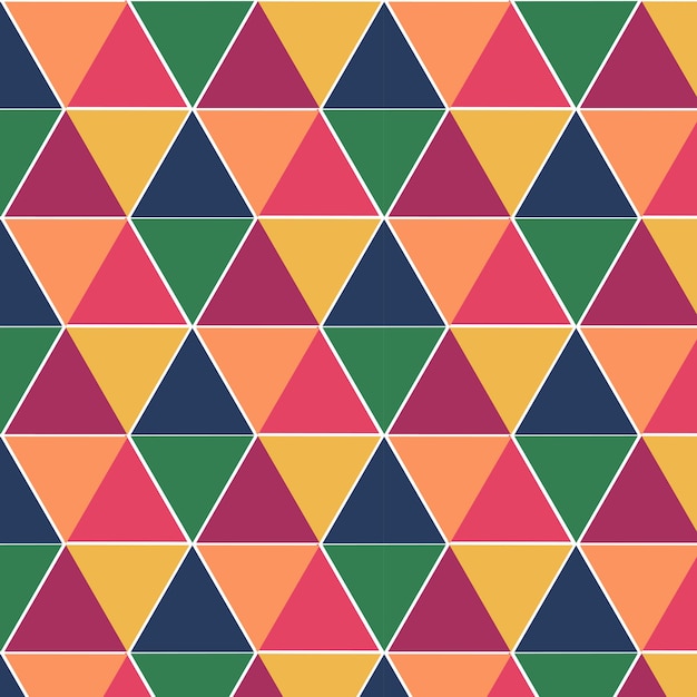 a pattern of triangles of bright red blue and yellow arranged in the color of a mosaic