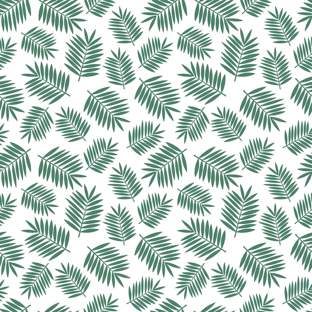 Vector pattern tropical green palm leaves on white