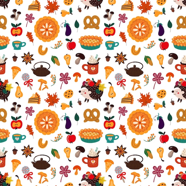 Pattern of various autumn desserts