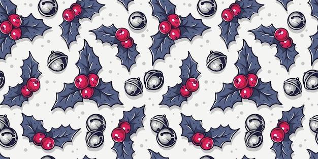 Pattern wallpaper with new year or christmas holly